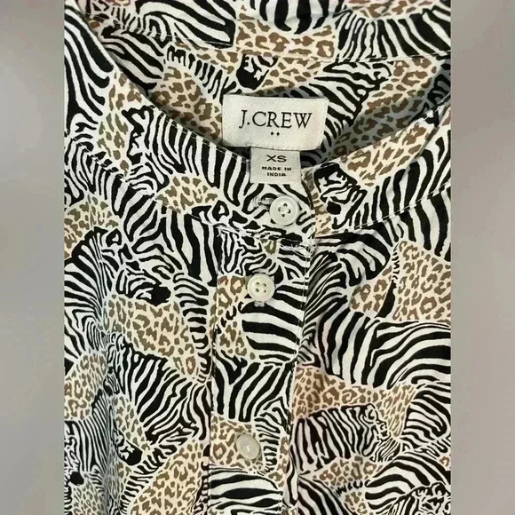 J CREW Zebra Mixed Animal Print Long Sleeve Fit to Flare Mini Dress Size XS - Picture 5 of 9